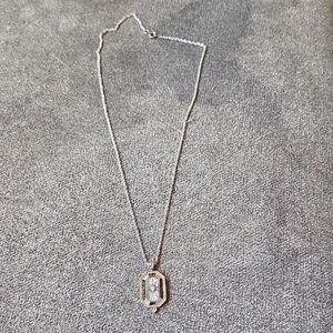 Elegant Silver Necklace with Clear Pendant